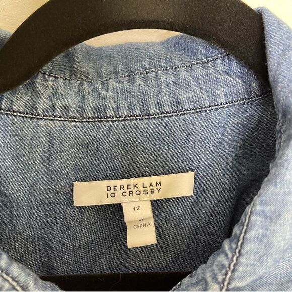 Derek Lam 10 Crosby Denim Satina Shirt Dress Indigo 12 - Picture 3 of 5